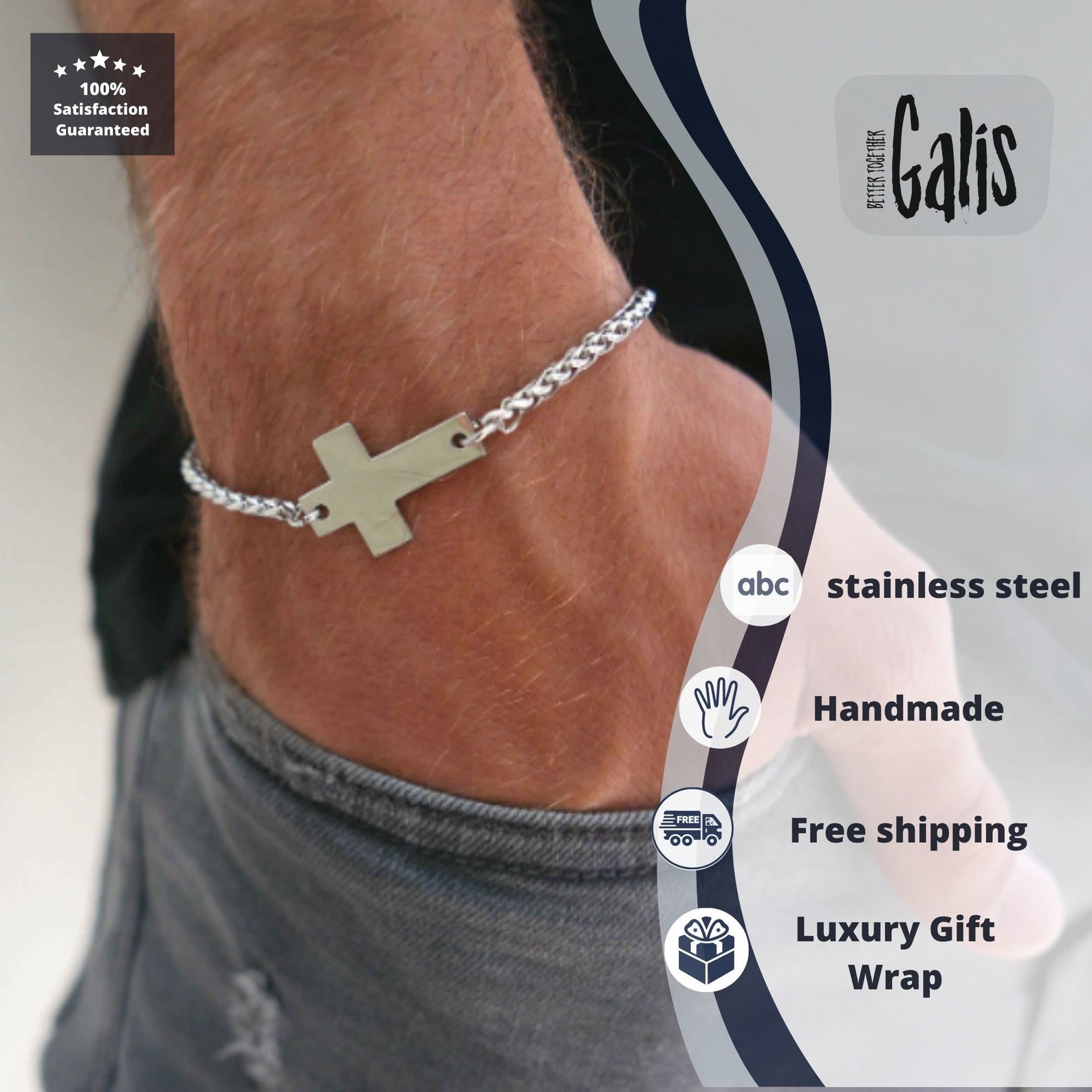 Men's Cross Bracelet Men's Religious Bracelet Etsy