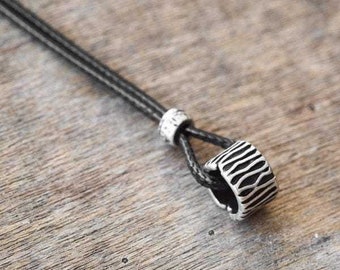 Black Wax Wire Chain Necklace for Men, Men's Silver Bead Pendant Necklace, Men's Black Necklace, Men's Gift, Boyfriend, Dad, Husband gifts