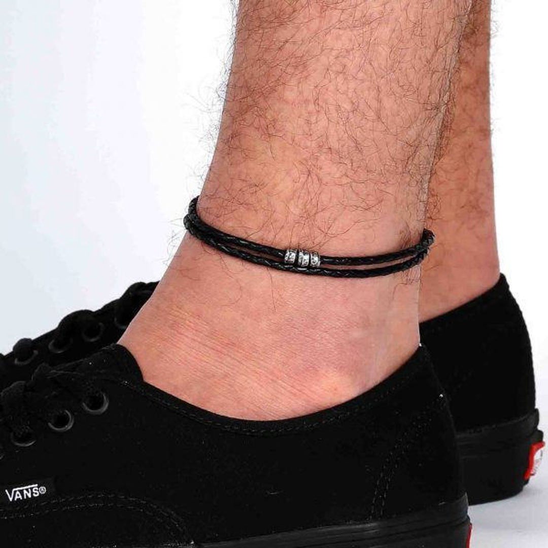 Men's Ankle Bracelet, Black Anklet for Man, Accessory for Man, Gift for Man, Surfer Gift, Beach
