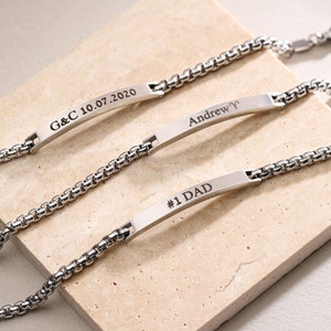 Pulseira masculina personalizada, pulseira personalizada para homens, pulseira para o Dia dos Namorados, joias para o Dia dos Namorados, presente de Dia dos Namorados para marido e namorado