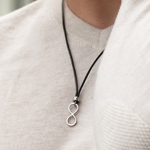 Collier à breloques infini en argent pour homme, collier d'amitié, collier d'amour, bijoux pour hommes, colliers pour hommes, cadeau pour mari petit ami papa