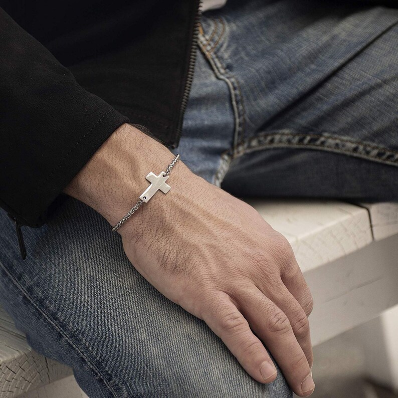 Men's Cross Bracelet Men's Religious Bracelet Etsy