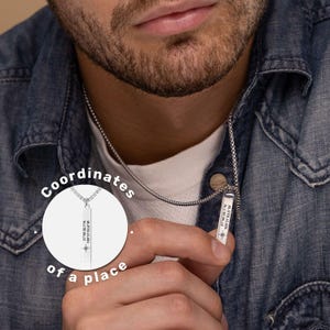 Koordinaten Halskette Männer, Benutzerdefinierte Koordinaten Halskette, personalisierte Bar Halskette, Geschenk für Vatertag Valentinstag