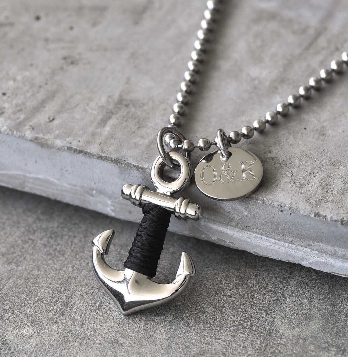 Personalized Anchor Necklace Men's Personalized Necklace Etsy