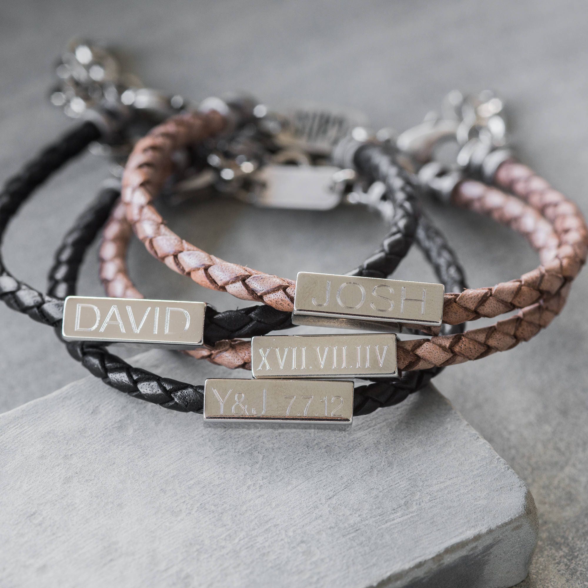 Men's Personalized Bracelet Men's Engraved Bracelet Etsy