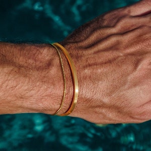 Waterproof Gold Bracelet Set For Men, Men's Chain Bracelet, Men's Cuff Bracelet, Men's Jewelry, Boyfriend Gift, Husband Gift, Dad Gift