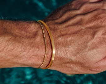 Waterproof Gold Bracelet Set For Men, Men's Chain Bracelet, Men's Cuff Bracelet, Men's Jewelry, Boyfriend Gift, Husband Gift, Dad Gift