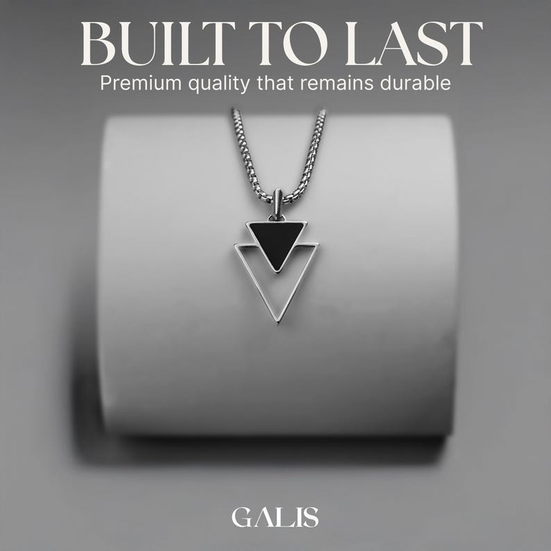 Men's Geometric Necklace, Men's Triangle Necklace, Men's Silver ...