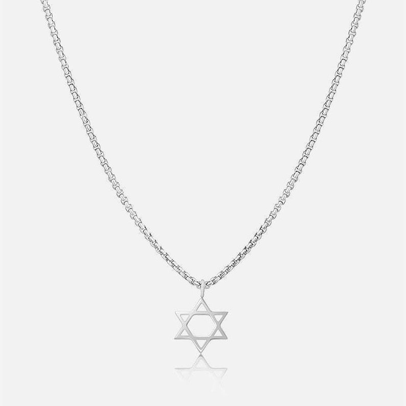 Men's Star Of David Necklace, Magen David Pendant Necklace, Jewish Jewelry, Judaica Necklace For Men, Religious Gift, Bar Mitzvah gift image 4