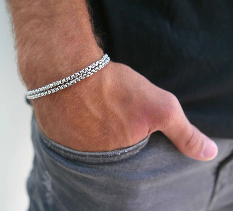 Men's Bracelet - Men's Silver Bracelets - Men's Chain Bracelet - Men's Cuff Bracelet - Men's Jewelry - Men's Gift - Boyfriend Gift - Husband 