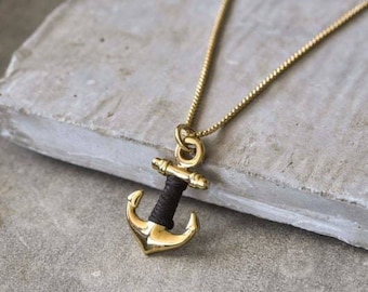 Men's Gold Anchor Necklace, Anchor Pendant, Men's Gold Chain Necklace, Groomsmen Necklace, Dainty Charm, Groomsmen Gift, Groomsmen Jewelry