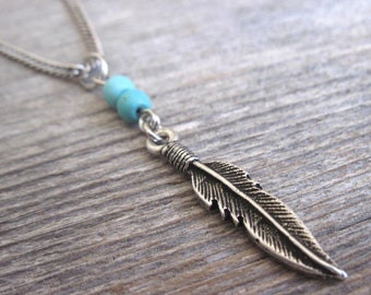 Men's Necklace - Men Feather Necklace - Men Silver Necklace - Men's Gift - Men Jewelry - Men Necklace - Boyfriend Gift - Husband Gift - Guys