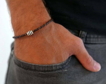 Men's Bracelet - Men's Leather Bracelet - Men's Cuff Bracelet - Men's Jewelry - Husband - Boyfriend- Male Bracelet- Christmas Gift for Him
