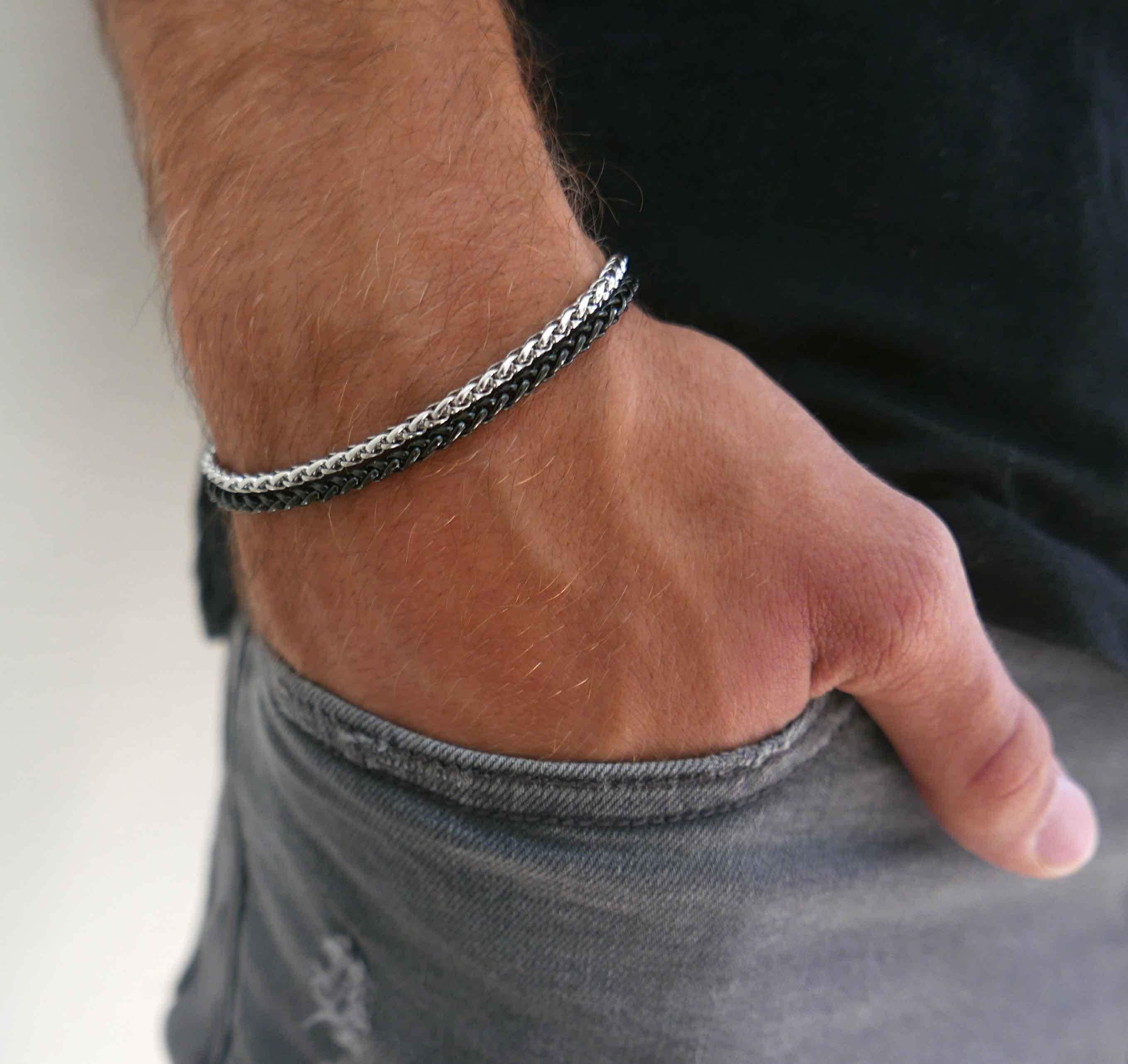 LIVEYOUNG Y129 Male Bracelets Exquisite Boy Chain Universal Stainless Steel Men  Bracelet silver