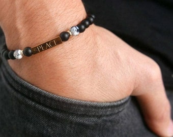 Men's Personalized Bracelet - Men's Engraved Bracelet - Customized Men Bracelet -  Men's Initial Bracelet - Men's Personalized gift