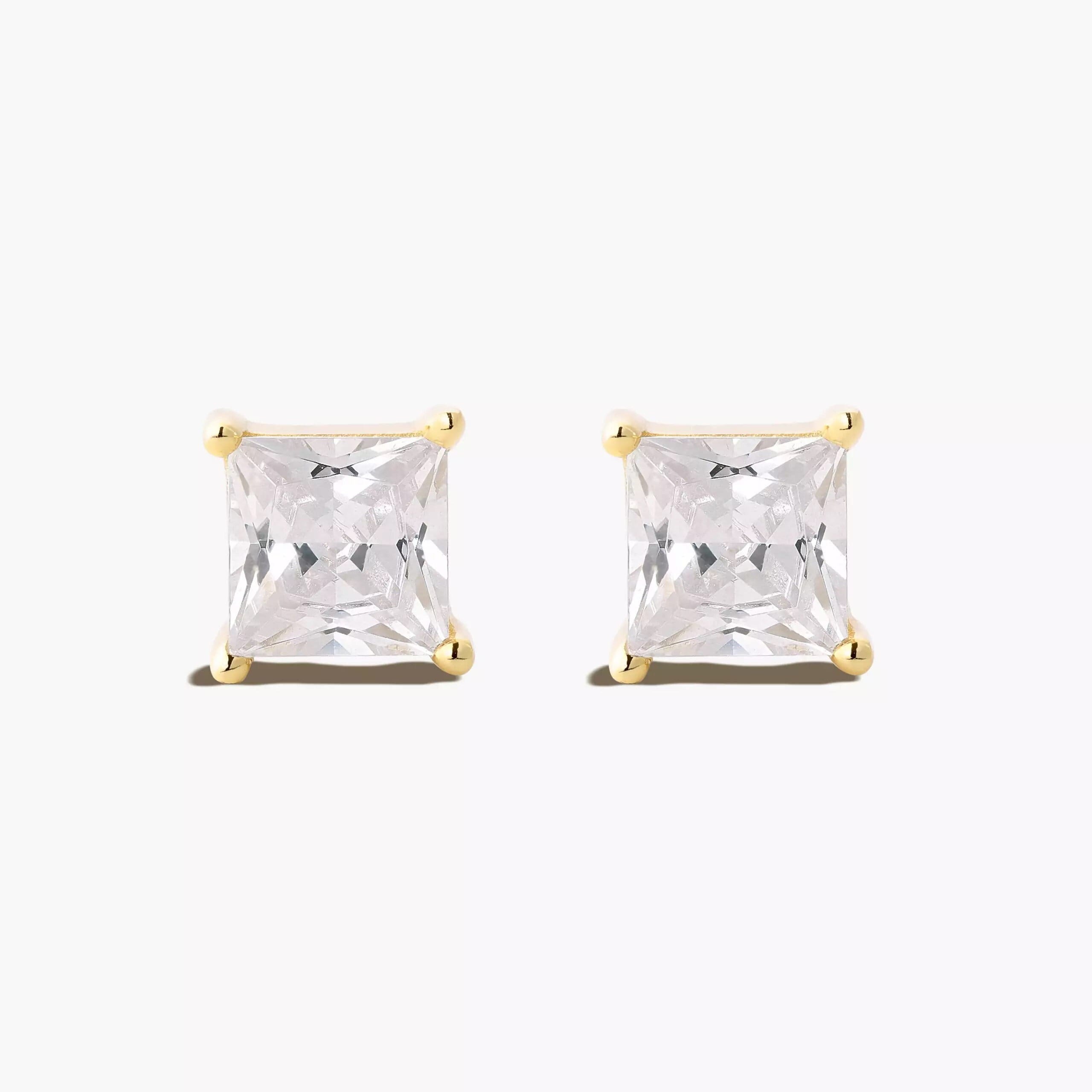 Classic Gold Square Stud Earrings for Men Set With Cubic
