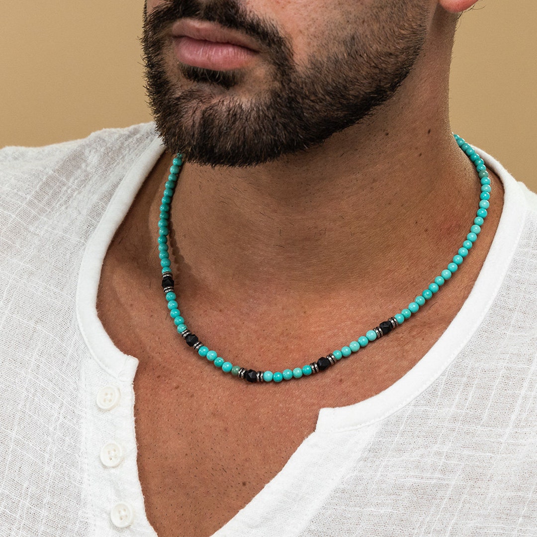 ネックレス・チョーカー BASSCLEF men beads necklace Mens Beaded Necklace With Gemstones , Multi Stone Necklace