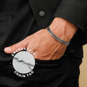 Pulseras de plata personalizadas para hombre, pulsera de cadena de acero inoxidable personalizada para hombre, joyería para hombre, regalo para novio, regalo para esposo, regalo para él