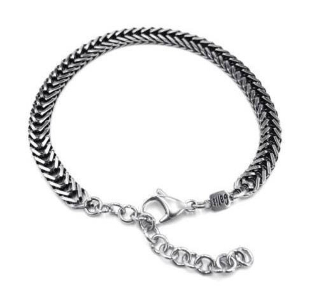 Men's Silver Bracelet Men's Chain Bracelet Set Etsy
