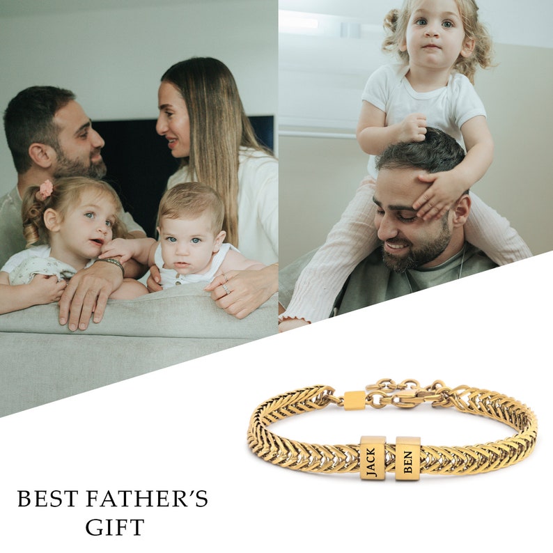 Father Gift, Custom Gold Bracelet For Dad With Kids Name, Personalize Daddy Bracelet, Family Jewelry, Famliy Name Bracelet, Husband Gift image 6