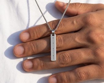 Personalized Morse Code Stainless Steel Necklace ,Hidden Messag