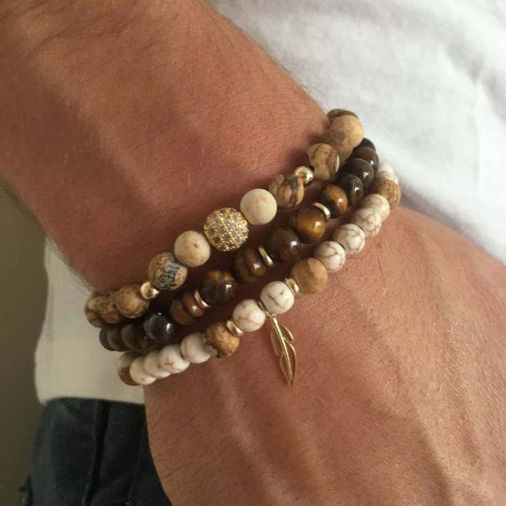 Betere Mannen Armband Set mannen kralen armband mannen Manchet | Etsy JR-48