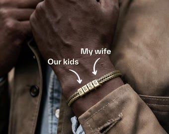 Regalo para papá: Pulsera de oro personalizada con el nombre de los hijos, pulsera para papá, joyería familiar, pulsera con nombre de familia, regalo de Navidad