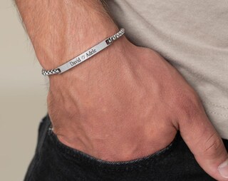 Bracciale Uomo Personalizzato MeMeDIY In Acciaio Inossidabile – Incisione Di Nome O Foto – Regalo Per Papà, Marito, Fidanzato