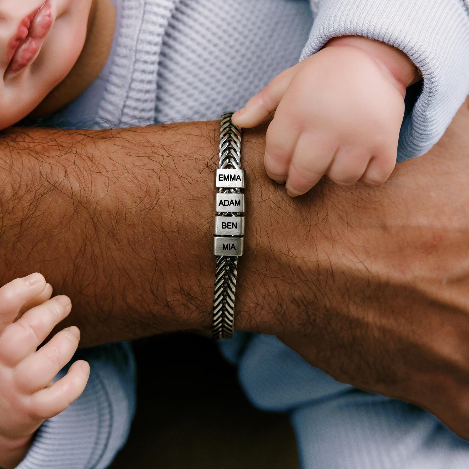 Personalize Daddy Bracelet,Family Bracelet,Custom Gift For Dad,Fathers Day Gift,Kids Name Bracelet,Engraved Gift,Father’s Day Gift For Him