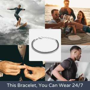 Men's Bracelet, Men's Silver Bracelets, Men's Chain Bracelet, Men's Cuff Bracelet, Men's Jewelry, Boyfriend Gift, Husband Gift, Gift for Him image 6