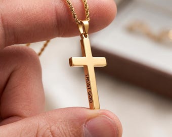 Gift for Uncle Grandpa Dad, Personalized Stainless Steel Necklace for Men, Christian Catholic Gifts, Christmas Gift for Dad, Boyfriend