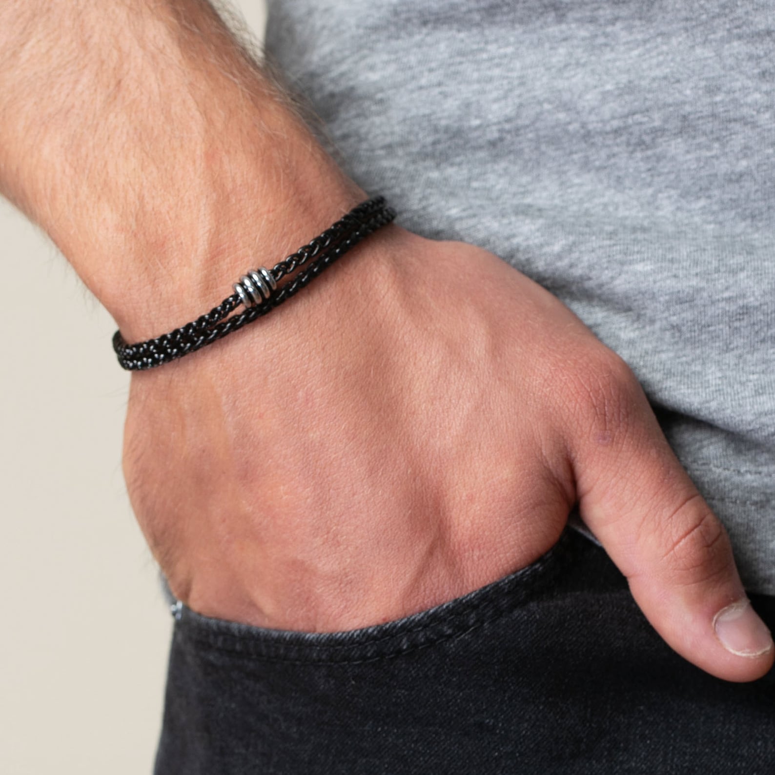 Men's Black Bracelet Men's Stainless Steel Bracelet Etsy