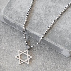 Men's Star Of David Necklace, Magen David Pendant Necklace, Jewish Jewelry, Judaica Necklace For Men, Religious Gift, Bar Mitzvah gift image 2