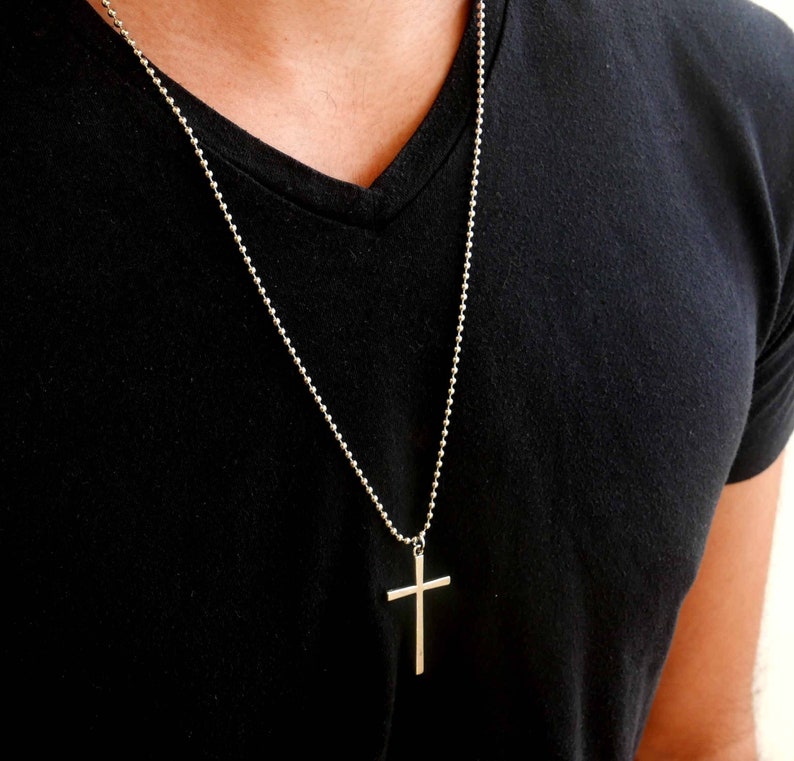 Men's Cross Necklace Men's Religious Necklace Etsy