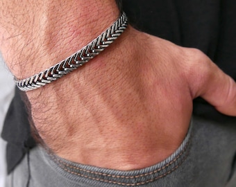 Men&#39;s Bracelet, Men&#39;s Silver Bracelets, Men&#39;s Chain Bracelet, Men&#39;s Cuff Bracelet, Men&#39;s Jewelry, Boyfriend Gift, Husband Gift, Gift for Him
