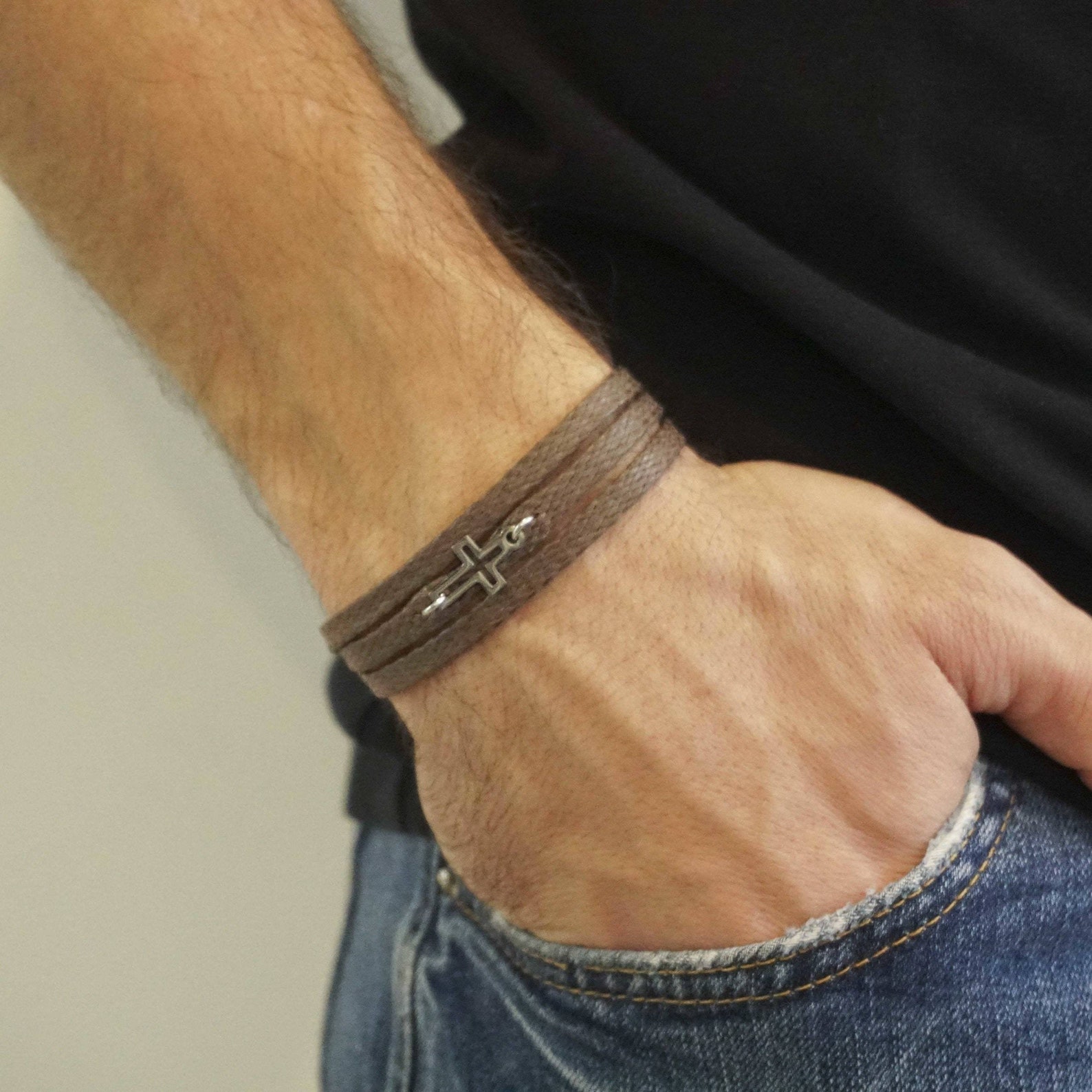 Men's Cross Bracelet Men's Religious Bracelet Etsy