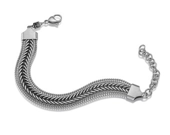 Dickes Silber-Kettenarmband für Männer, einfaches Männer-Kettenarmband, Männer-Manschettenarmband, Männerschmuck, Geschenk für Freund-Mann-Papa-Männer Him