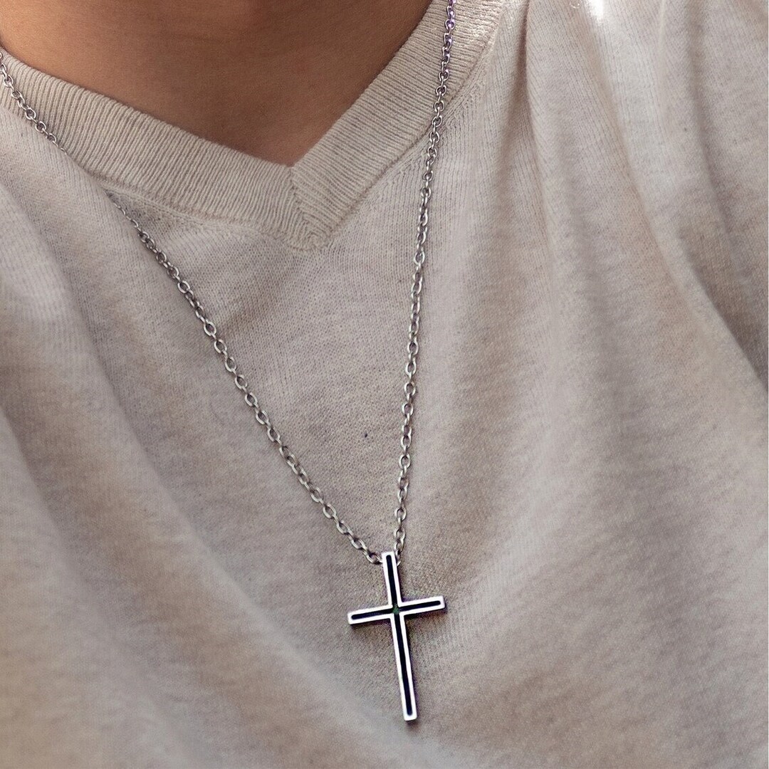 Faith Necklace for Men, Men's Cross Necklace, Men's Religious Necklace, Men's Cross Pendant