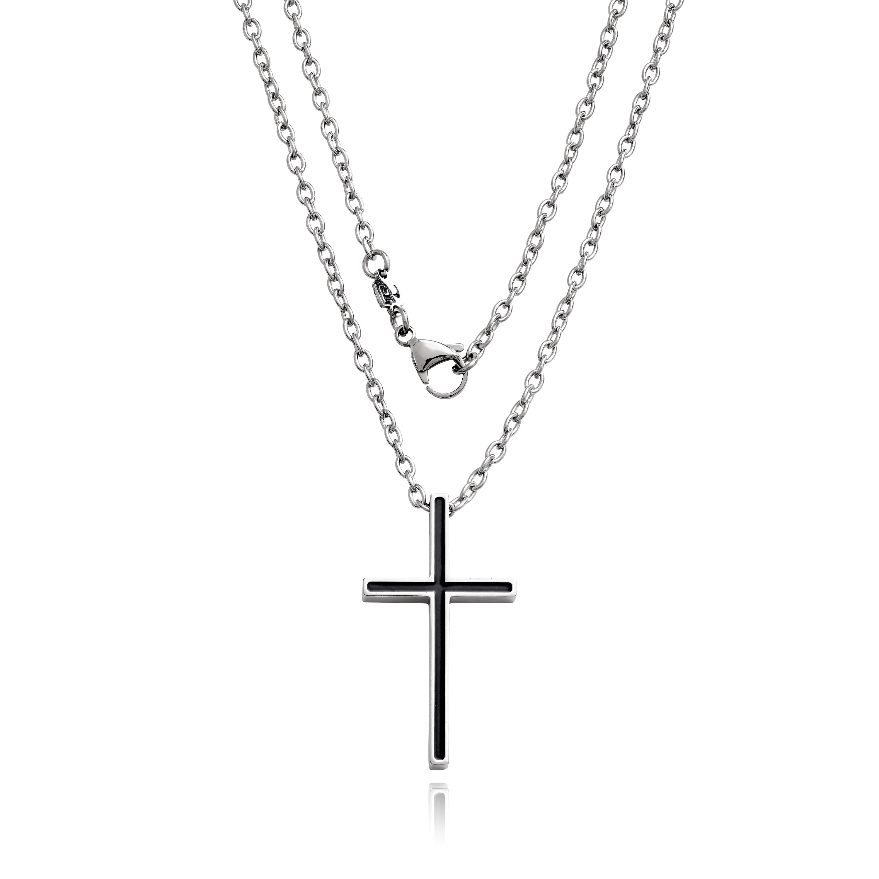 Personalize Cross Necklace For Men, Custom Silver Cross Pendant, Engraved Religious Jewelry, Christian Jewelry, Husband Gift, Boyfriend Gift