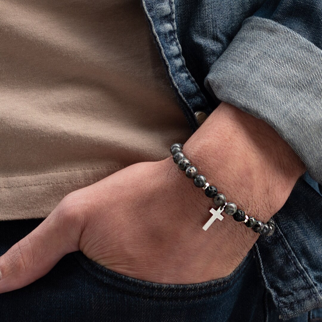 Beaded Cross Prayer Bracelet Religious Bracelet for Men Etsy