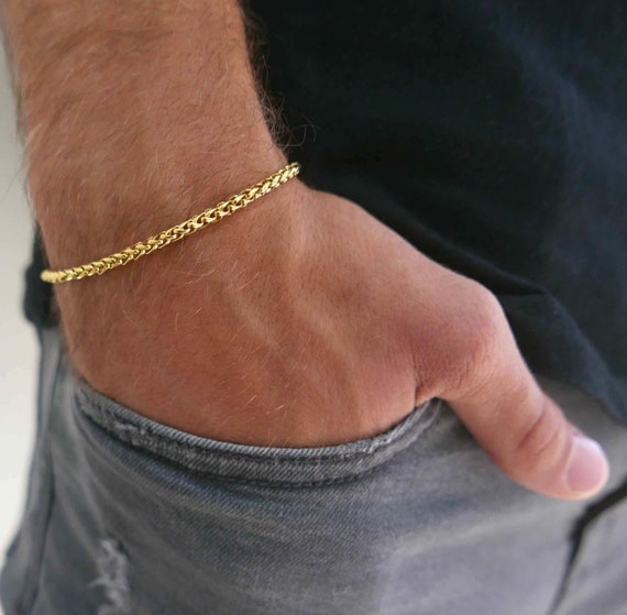 Gold Chain Bracelet Mens Cuff Bracelet 