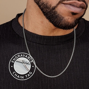 Personalized Stainless Steel Chain Necklace For Men, Waterproof Men's Silver Necklace, Gift for Father's Day Valentine's Day