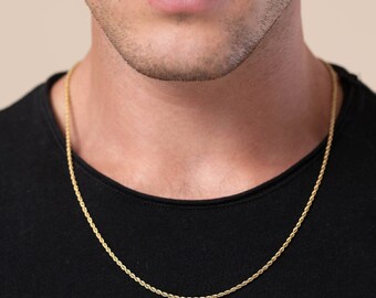 Men S Gold Necklace Men S Stainless Steel Necklace Etsy