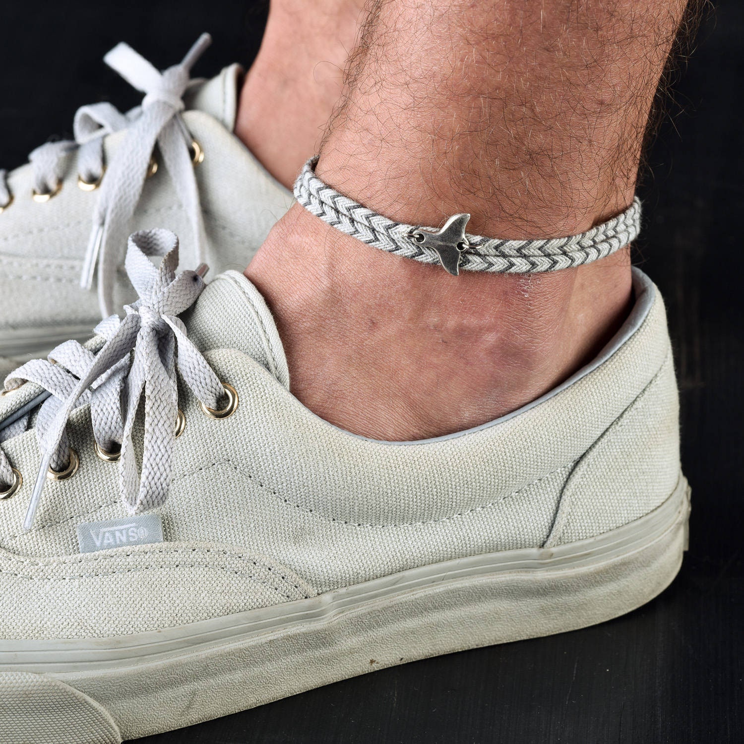 White Thick Braid Anklet for men Men's Sailor Anklet Etsy