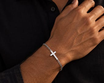 Men's Cross Bracelet, Religious Bracelet, Christian Bracelet, Catholic Bracelet, Men's Jewelry, Christian Gift,Religious Gift,Christmas Gift