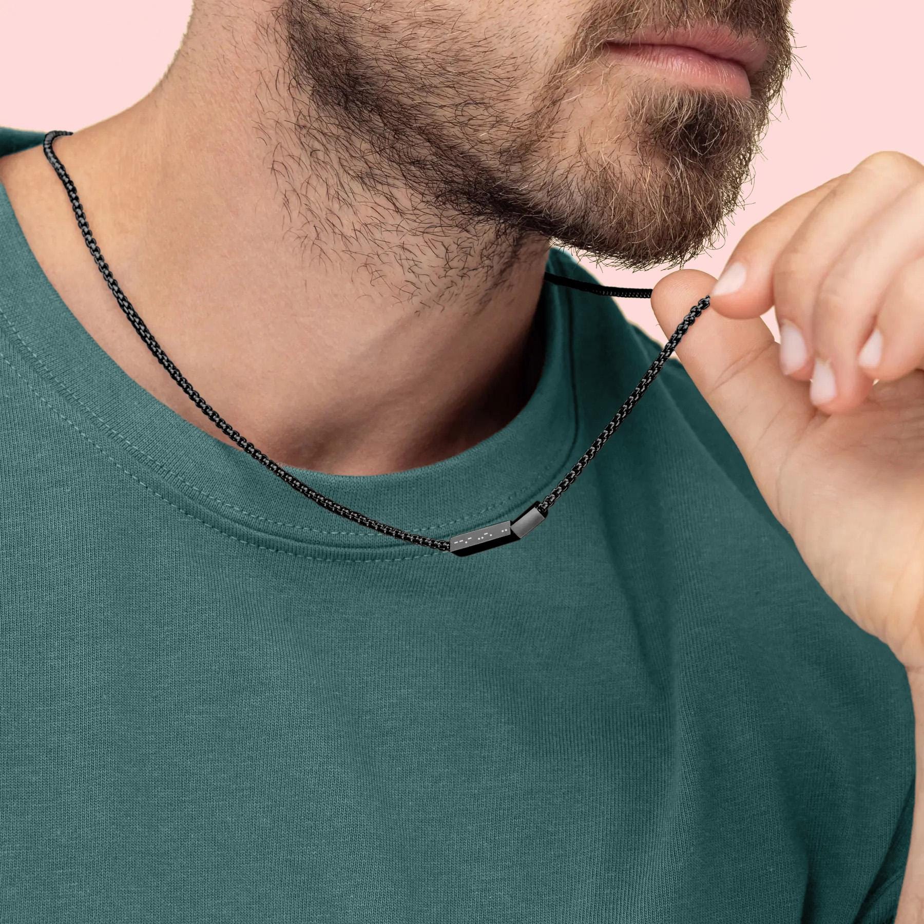 Black Morse Code Necklace for Men,morse Code Necklace Men,morse 