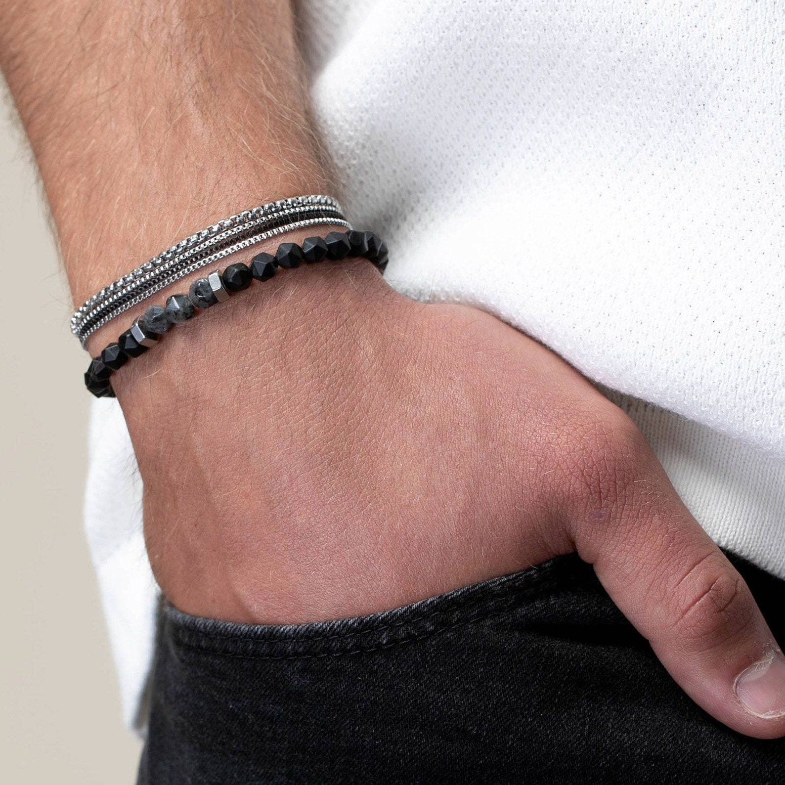 Men's Bracelet Set Men's Beaded Bracelet Men's Etsy