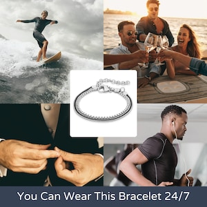 Men's Bracelet, Men's Silver Bracelets, Men's Chain Bracelet, Men's Cuff Bracelet, Men's Jewelry, Gift For Boyfriend Husband Dad Men Him image 6