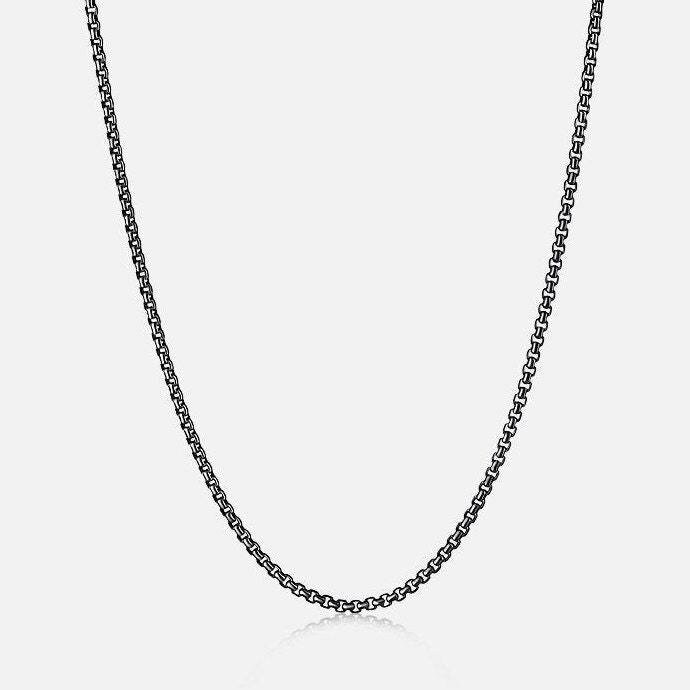 メンズブラックネックレス、ミニマリストメンズチェーンネックレス