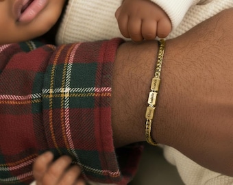 Benutzerdefinierte Herren Gold Armband, personalisiertes Geschenk für Papa, Schmuck mit Gravur für Männer, Namen Halskette, Kinder Namen Armband, Geschenk für Mann, Weihnachten